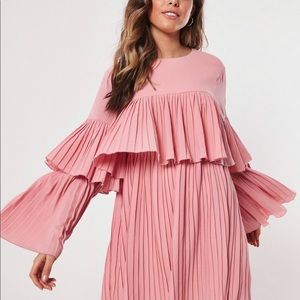 Misguided pink ruffle mini dress